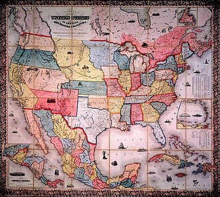 Map of the United States & Mexico as the two countries appeared following the war. (Special Collections, Texas University at Arlington Library)
